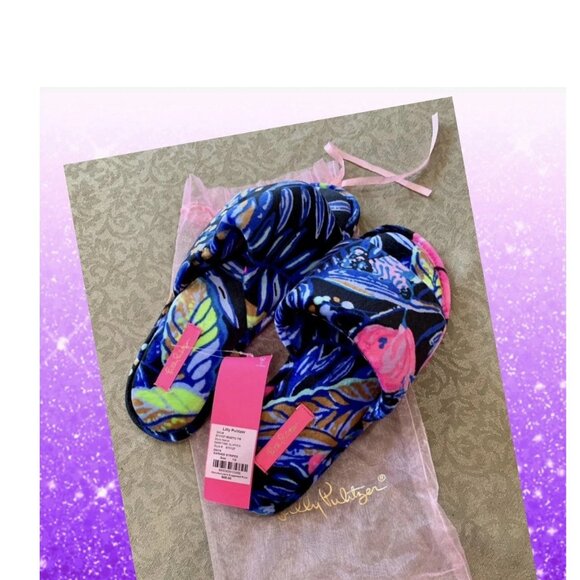 NWT Lilly Pulitzer Maritime Slippers in Onyx Earned Stripes 9/10 w gift bag - Picture 3 of 4